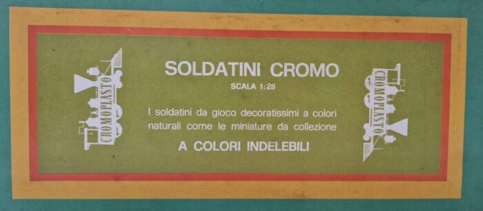 Retro della confezione originale dei soldatini Landi Cromoplasto