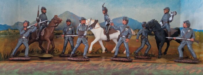 Soldatini Landi Cromoplasto Sudisti Giubbe blu tre cavalli