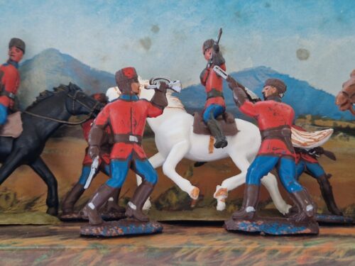 Soldatini Landi Cromoplasto Canadesi Giubbe rosse tre cavalli