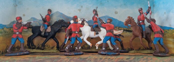 Soldatini Landi Cromoplasto Canadesi Giubbe rosse tre cavalli